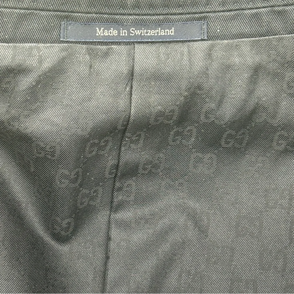 Gucci Men's Cotton Linen Hysteria Crest Blazer Jacket - Navy Blue + Garment Bag